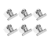 SUPVOX 6pcs Medium Stainless Steel Clamp Suction Cup Holders with PVC Suction Cups for Kitchen and Bathroom Window Sign Hanging
