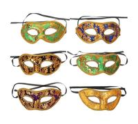 SUPVOX 6pcs Men Half Face Mask for Halloween Party and Masquerade with Knitted Fabric and Lace Comfortable Dancing Party Prop with Rope Festival Atmosphere Random Color