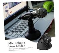 SUPVOX 6pcs Microphone Wall Holder Clips Black Mic Protector Mounts with Anti-rolling Rings for Ktv and Live Sound Stage Accessories