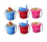 SUPVOX 6Pcs Mini Beach Buckets Adorable Synthetic Resin Garden Miniatures for Succulent Flowerpot Decoration Micro Landscape DIY Ornament Red Blue Rosy