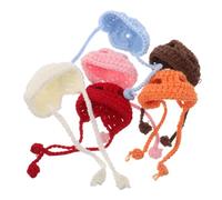 SUPVOX 6pcs Mini Knit Hats for Small Animals Dolls Yarn Headwear Lightweight Breathable Design for Warm Weather Doll Decoration Keychains Bag Charms Accessories