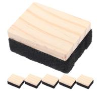 SUPVOX 6pcs Mini Wooden Blackboard Erasers with Felt Cleaning Pad, Small Chalkboard Eraser Set for Classroom and Office Use