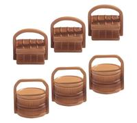 SUPVOX 6pcs Miniature Bamboo Woven Baskets for Dollhouse Realistic Resin Grocery Storage Baskets Tiny Flower for Micro Landscape Plants Decorative Picnic Accessories