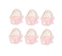 SUPVOX 6pcs Miniature Handwoven Rattan Baskets Pink Butterfly Knot Decorative Storage for Dollhouse Mini House Decoration and DIY Crafts