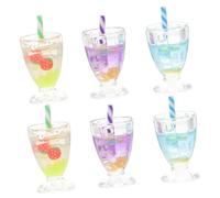 SUPVOX 6pcs Miniature Ice Cream Goblet for Dollhouse Decoration Resin Material Multi-functional Mini Fruit Drink Cups with Night Light Effect Blue Green Purple Lightweight and Detailed