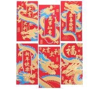SUPVOX 6pcs Money Pockets Red Envelopes Dragon Pattern Glitter Paper Traditional Creative Festive Sturdy Portable Design for New Year to Friends and Relatives Assorted Style