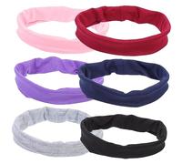 SUPVOX 6Pcs Non Slip Elastic Sports Headbands for Women Breathable Sweat Absorbing Yoga Workout Hairbands in Red Purple Black Gray Pink Comfortable