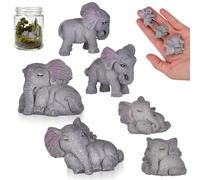 SUPVOX 6pcs Realistic Mini Elephant Figurines, Resin Animal Statues for Micro Landscape, Cake Toppers, Fairy & Zen Garden Decor, Home And Office Decorations