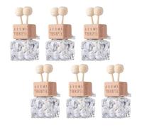 SUPVOX 6pcs Refillable Glass and Wood Air Vent Essential Oil Diffuser Bottle with Fragrance Ball and Wooden Cover for Car Continuous Fragrance Release and Interior Decoration