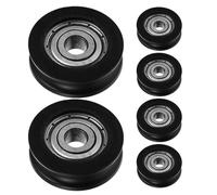SUPVOX 6pcs Sliding Door Window Pulley U Groove Track Guide Bearing Roller Black 5x20x7mm for Sliding Wardrobe Doors and Heavy Duty Trolley Hardware