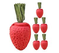 SUPVOX 6pcs Small Animal Chew for Guinea Pigs Rabbits Hamsters Chinchillas Strawberry Shaped Natural Rabbit Chew Sticks for Teeth Grinding Interactive Stress Relief Mental Stimulation