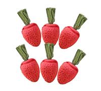 SUPVOX 6pcs Small Animal Rabbit Chew Strawberry Shape for Teeth Health Engaging Guinea Pig Hamster Chinchilla Playthings Natural Gnawing Sticks for Mental Stimulation and Stress Relief