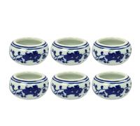 SUPVOX 6pcs Small Blue and White Porcelain Ink Dish Set, Ceramic Calligraphy Ink Tray for Student Brush Painting and Writing, Multi-Function Calligraphy Stationery Accessory