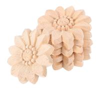 SUPVOX 6pcs Solid Wood Carved Appliques Round Wood Carving Decorative Trims Khaki Artistic Elegant Style with Intricate Craftsmanship for DIY Living Rooms