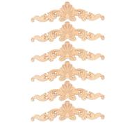 SUPVOX 6pcs Solid Wood Carving Applique Decorative Flower Stickers for Furniture Cabinets Doors, 20x5cm Unpainted Wooden Onlay Appliques for Home Decor and Bedroom Wardrobe Accents