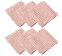 SUPVOX 6pcs Waffle Weave Cotton Kitchen Towels 35x35cm, Lint-free Absorbent Face and Dish Cloths in Dusty Pink for Bathroom and Cooking Use