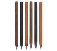 SUPVOX 6pcs Wood Barrel Inkless Mechanical Pencils Set, Fine Point Graphic Writing Instruments with Sturdy Solid Wood Body, Portable Reusable Illustration Pencils for Students and Artists