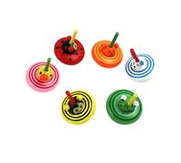 SUPVOX 6pcs Wooden Animal Gyroscope Colorful Creative Sensory Pack with Safe Non Toxic Water Paint Stimulates Thinking and Hand Eye Coordination Random Styles