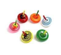SUPVOX 6pcs Wooden Animal Gyroscope Colorful Tops Creative Montessori for Hand Eye Coordination and Imaginative Play Safe Non Toxic Water Paint Finish