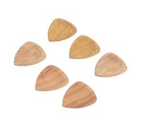SUPVOX 6pcs Wooden Guitar Picks Set for Folk Electric Bass Guitars - Mixed Color Sapele Walnut Olive Wood Medium Thin Picks Random Color