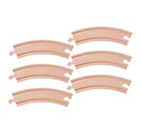 SUPVOX 6pcs Wooden Railway Track Educational Train Playthings for Boys and Curved Tracks Develops Creativity Dexterity and Hand-eye Coordination Compatible with Building