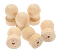 SUPVOX 6pcs Wooden Round Handle Stamp Replacement Set 2.5cm Diameter Carved Solid Wood Stamp Handles for Crafting Invitation Sealing