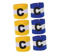 SUPVOX 6pcs Youth Soccer Captain Armbands Lightweight Elastic Nylon Bands with Anti-slip Hook and Loop for Football Training Matches Team Leader Identification Bands Yellow Blue