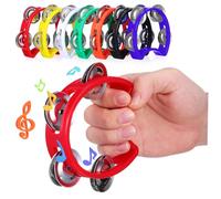 SUPVOX 7 Pcs Plastic Tambourine with Jingle Bells Small Handheld Percussion Instruments for Rhythm Development Noise Makers for Holiday Parties and Sports Games