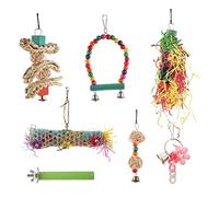 SUPVOX 7pcs Bird Chewing Toy Set for Parrots Birds Interactive Playset Sticks Paper Swing Perfect for Parakeets Lovebirds Finches Random Color