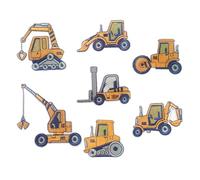 SUPVOX 7pcs Cartoon Embroidered Iron-on Patches Set, Construction Vehicle Appliques for Clothing Repair and Decoration, Small Sturdy Cloth Patch for Jackets, Bags, and ’ Apparel