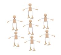 SUPVOX 7Pcs DIY Wooden Cartoon Figure Unfinished Wooden Dolls for Crafts Smooth Surface Lightweight for Painting and Creative Play Activities