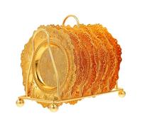 SUPVOX 7pcs Gold Foil Snack Tray Set with Cup Coasters, Small Cake Plates and Plate Storage Rack for Home Kitchen Entertaining