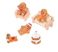 SUPVOX 7pcs Miniature Christmas Gingerbread Man Figures Mini Resin Gingerbread Man Ornaments For Crafts Snow Globe Garden Dollhouse Landscape