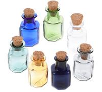 SUPVOX 7pcs Square Glass Bottles with Cork Lids, Small DIY Wishing Jars for Home Décor, Colorful Tiny Potion Bottles Suitable for Wedding Favors and Craft Decorations Random Color