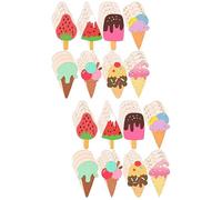 SUPVOX 80pcs Wooden Ice Cutout for Crafts DIY Unfinished Wood Slices for Ice Cream and Decorations