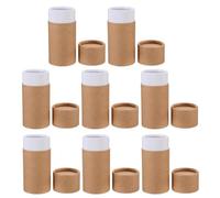 SUPVOX 8Pcs 50Ml Kraft Paper Essential Oil Packaging Boxes with Lids, Small Round Cardboard Tubes for Craft Storage and Perfume Bottle Wrap