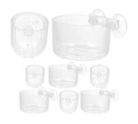 SUPVOX 8pcs Acrylic Fish Feeding Dish with Suction Cups for Aquariums Transparent Round and Oval Bowls for Precise Fish Feeding and Plant Holding Suitable for Freshwater and Saltwater