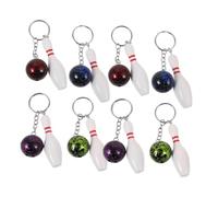 SUPVOX 8Pcs Bowling Pin Keychains Realistic Sports Charm Keyring for Bowling Fans Team Giveaways Party Favors Collectible Accessories in Blue Purple Green Red