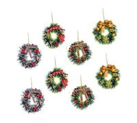 SUPVOX 8pcs Christmas Tree Decorations Mini Wreath Accessory Tinsel Xmas Wreath Random Style