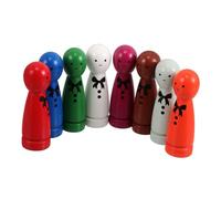 SUPVOX 8pcs Colorful Printed Wooden Peg Dolls with Bowknot Design Educational DIY Painting Set for Enhances Aesthetic Sense and Imaginative Play Home Kindergarten