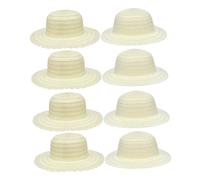 SUPVOX 8pcs DIY Plain Straw Hats Craft Kit for Painting and Decorating Unfinished White Sun Hats for Boys and Creative Arts Supplies for School and Party Activities