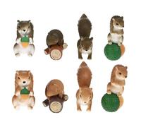 SUPVOX 8pcs Mini Squirrel Figurines PVC Cute Tiny Animal Statues Micro Landscape Decor for Fairy Garden and Home Decoration Lightweight Miniature Ornaments for Adults