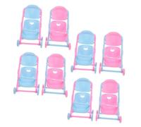 SUPVOX 8pcs Miniature Doll Stroller Lightweight Plastic Pretend Play Pram for Dollhouse Projects Portable Easy to Clean Role Play Accessories