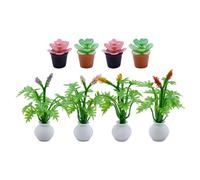 SUPVOX 8PCS Miniature Dollhouse Plants Accessories - Dollhouse Potted Flowers Bonsai Plants Models Tiny Fake Greenery Ornaments