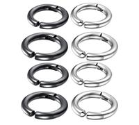 SUPVOX 8Pcs Non-Pierced Ear Clip-On Earrings Set, Hypoallergenic Stainless Steel Circle Ear Clips for Men and Women, Black and Steel Color, 10Mm 12Mm Sizes, Suitable for Festival and