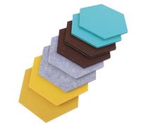 SUPVOX 8pcs Self-Adhesive Felt Hexagon Tile Board Set, Deep Coffee Yellow Blue-Green Gray Felt Wall Memo Bulletin Boards for Home Notice and Office Display