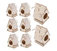 SUPVOX 8PCS Wooden Birdhouse Kit DIY Unfinished Paintable Bird Houses for Creative Learning and Outdoor Decoration Educational Craft for Boys