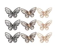 SUPVOX 9pcs 3D Crystal Rhinestone Butterfly Appliques Set, Sew-on Embroidered Patches for Jackets, Shoes, Backpacks Light Gold, Charcoal Black, and Tea Color Decoration