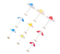 SUPVOX 9pcs Miniature Beach Umbrella for Dollhouse Scenery Props Small Parasol Craft Accessories in Red Yellow Blue Mini Patio Decor for Sand Table and Mini Garden Scenes