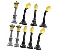 SUPVOX 9pcs Miniature Glow Dark Resin Street Light Model Railway Train Lamp Post Decor for Dollhouse Table Accessories Portable and Realistic Micro Landscape Ornament